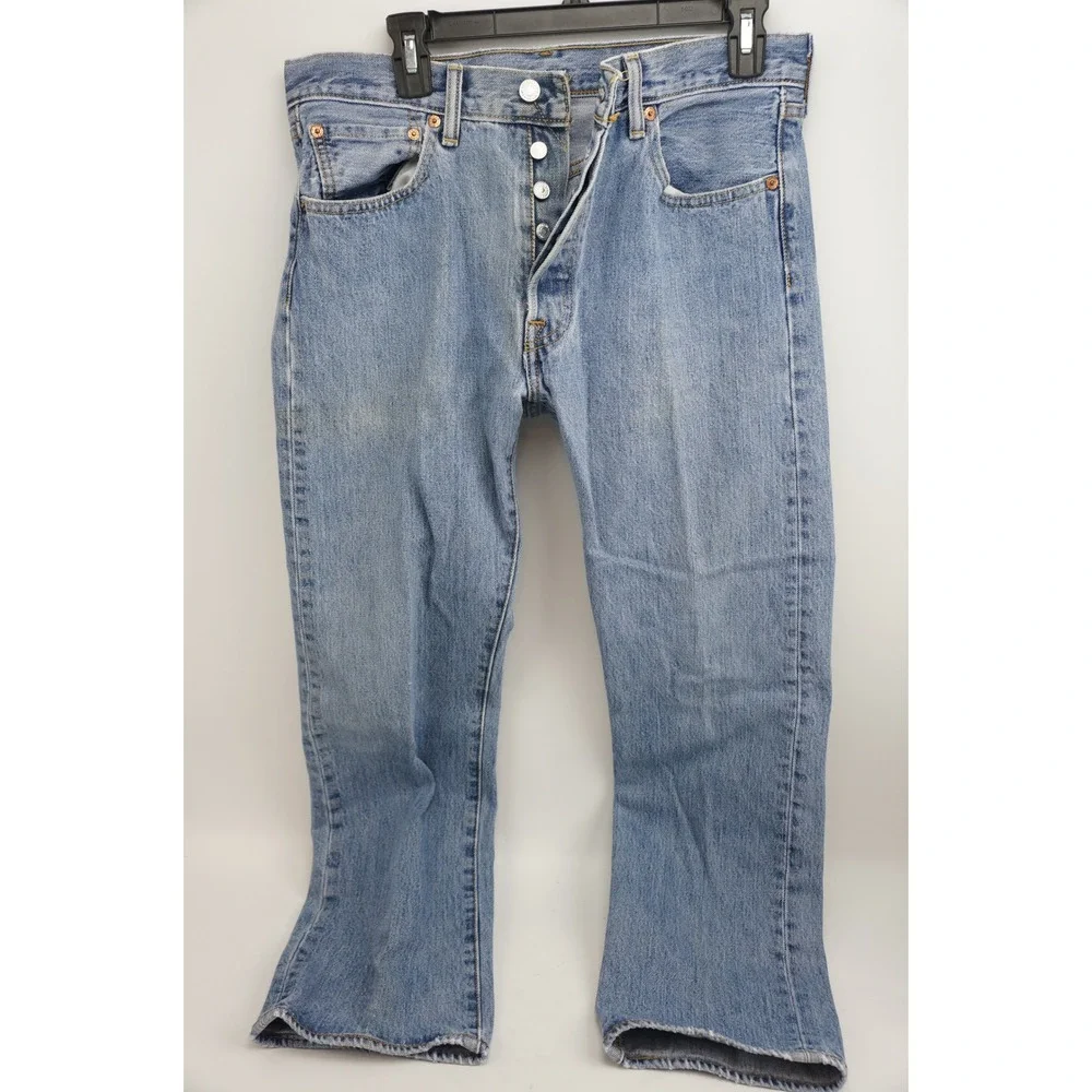 Vintage 2000s Levi's 501 Jeans W33 L30 Blue Denim Button Fly Straight Leg VGC